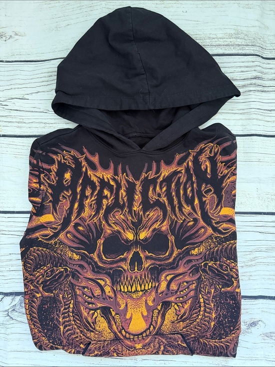 Affliction Tops - ♡ Affliction Black Women’s Hoodie with Fiery Skull Graphic S